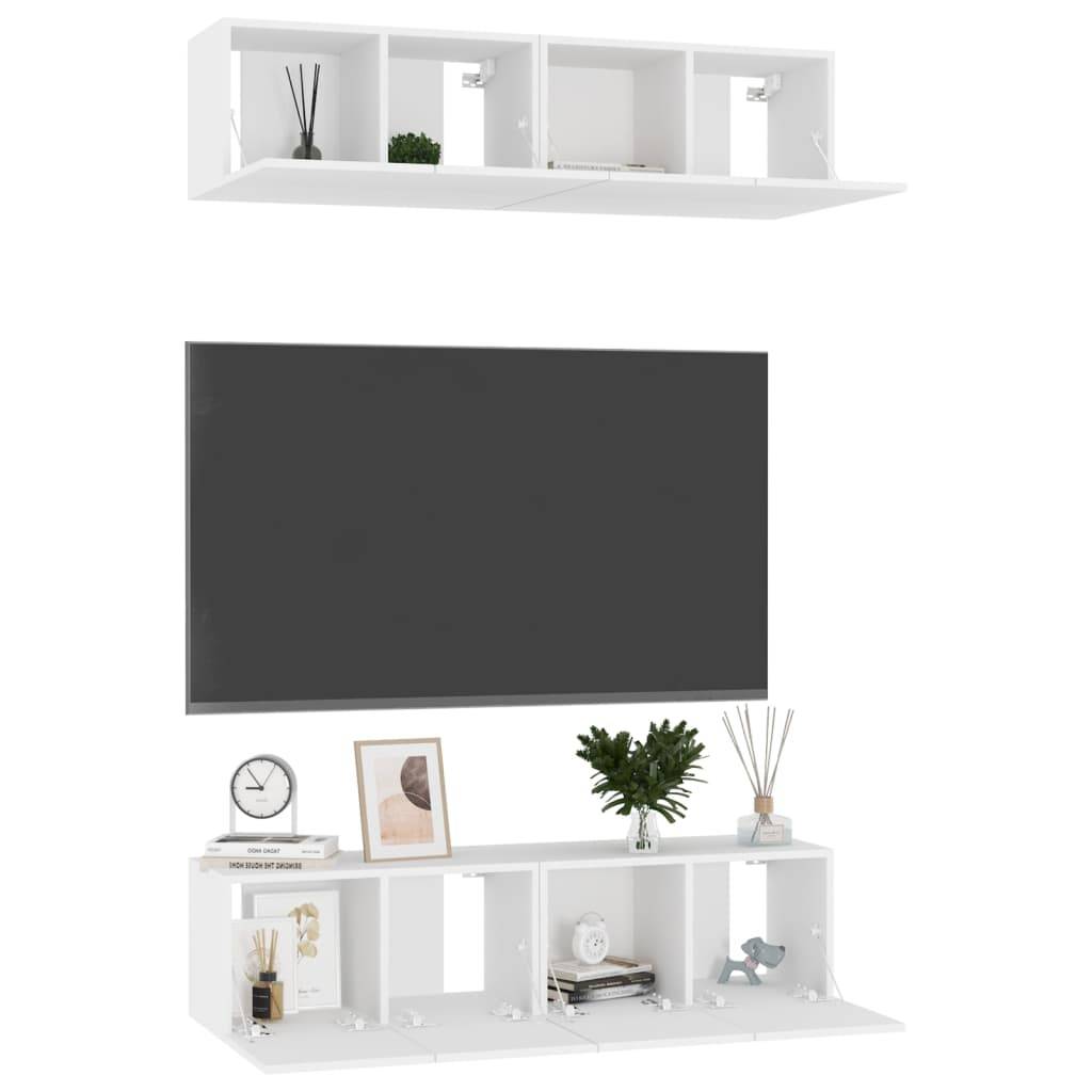 vidaXL TV-Schränke 4 Stk. Weiß 60x30x30 cm Holzwerkstoff