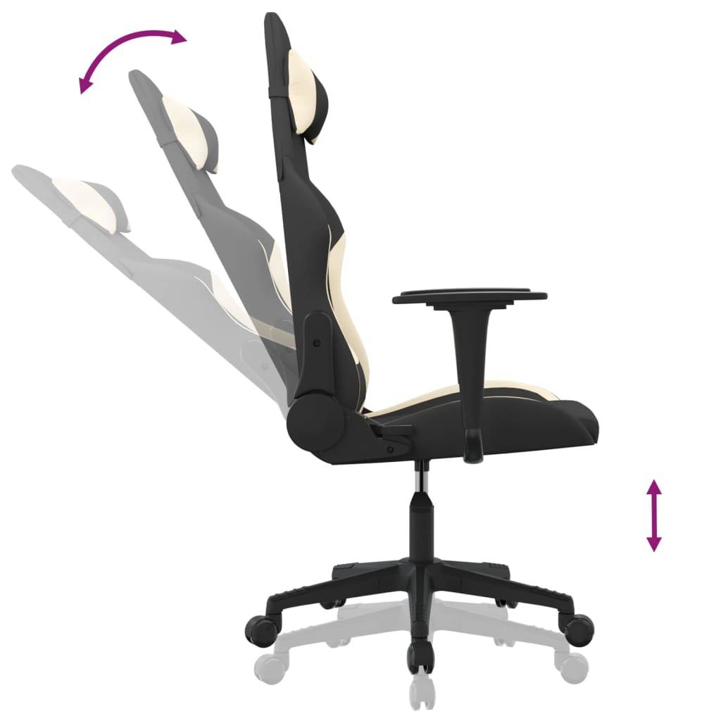 vidaXL Gaming-Stuhl Schwarz und Creme Stoff