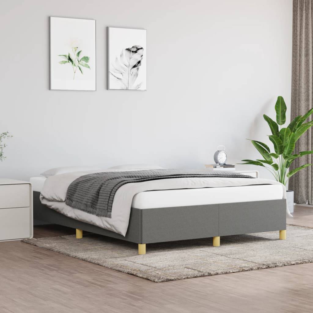 vidaXL Bettgestell ohne Matratze Dunkelgrau 140x190 cm Stoff