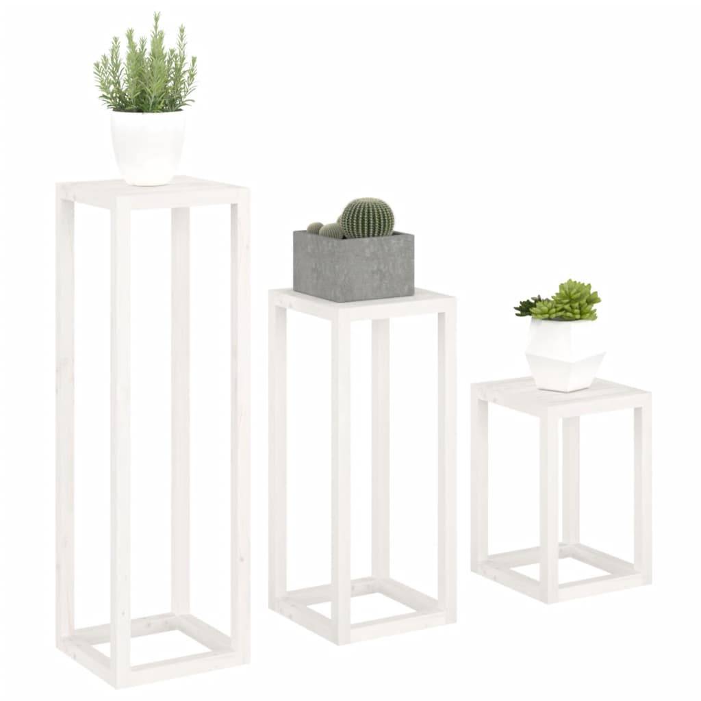vidaXL 3-tlg. Pflanzenständer-Set Weiß Massivholz Kiefer