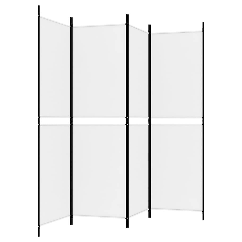vidaXL 4-tlg. Paravent Weiß 200x180 cm Stoff