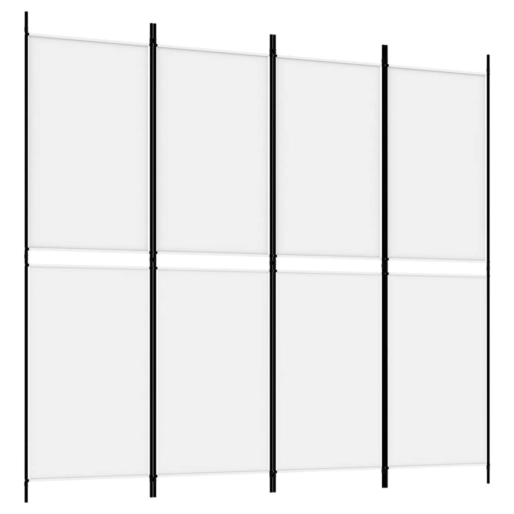 vidaXL 4-tlg. Paravent Weiß 200x180 cm Stoff