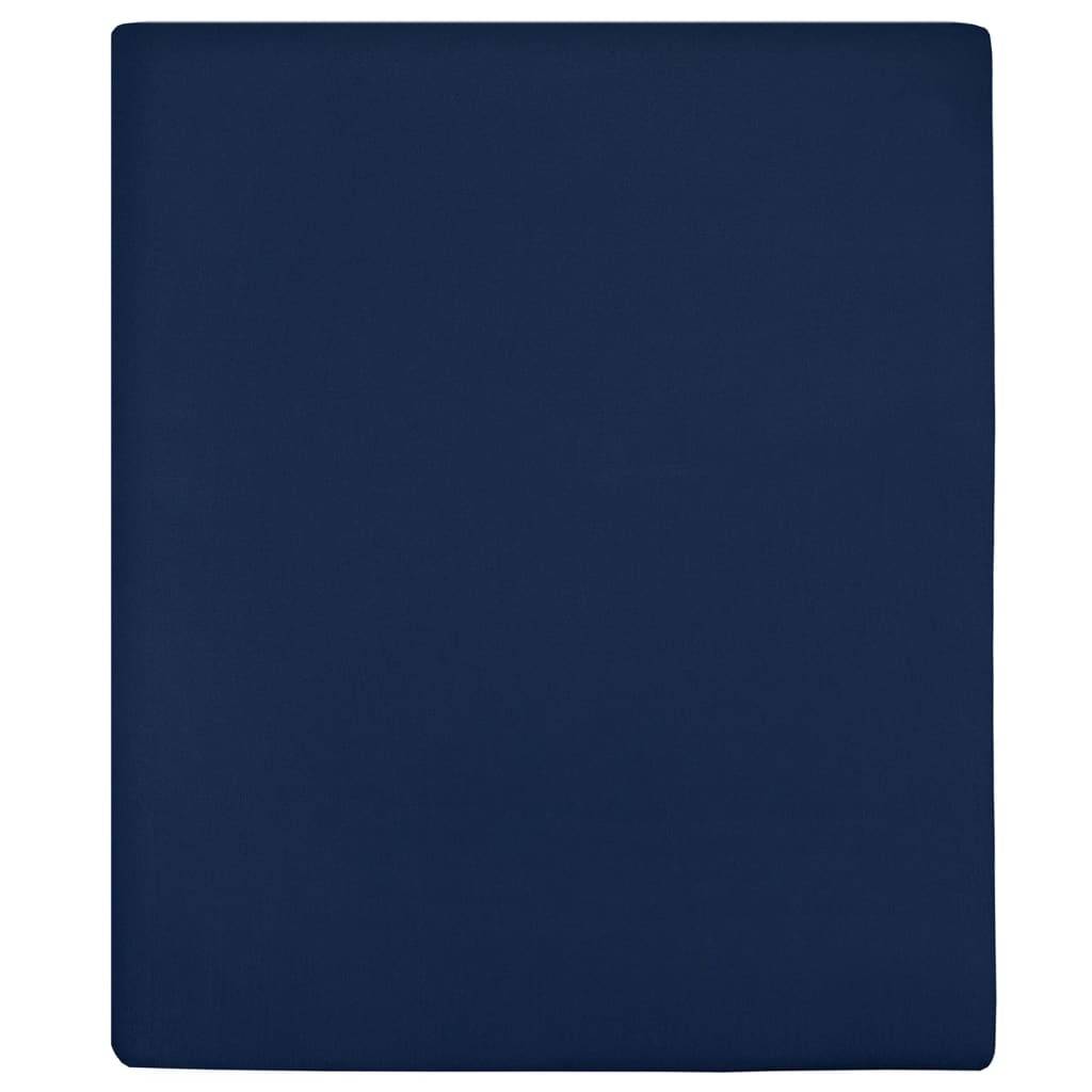vidaXL Spannbettlaken 2 Stk. Jersey Marineblau 90x200 cm Baumwolle