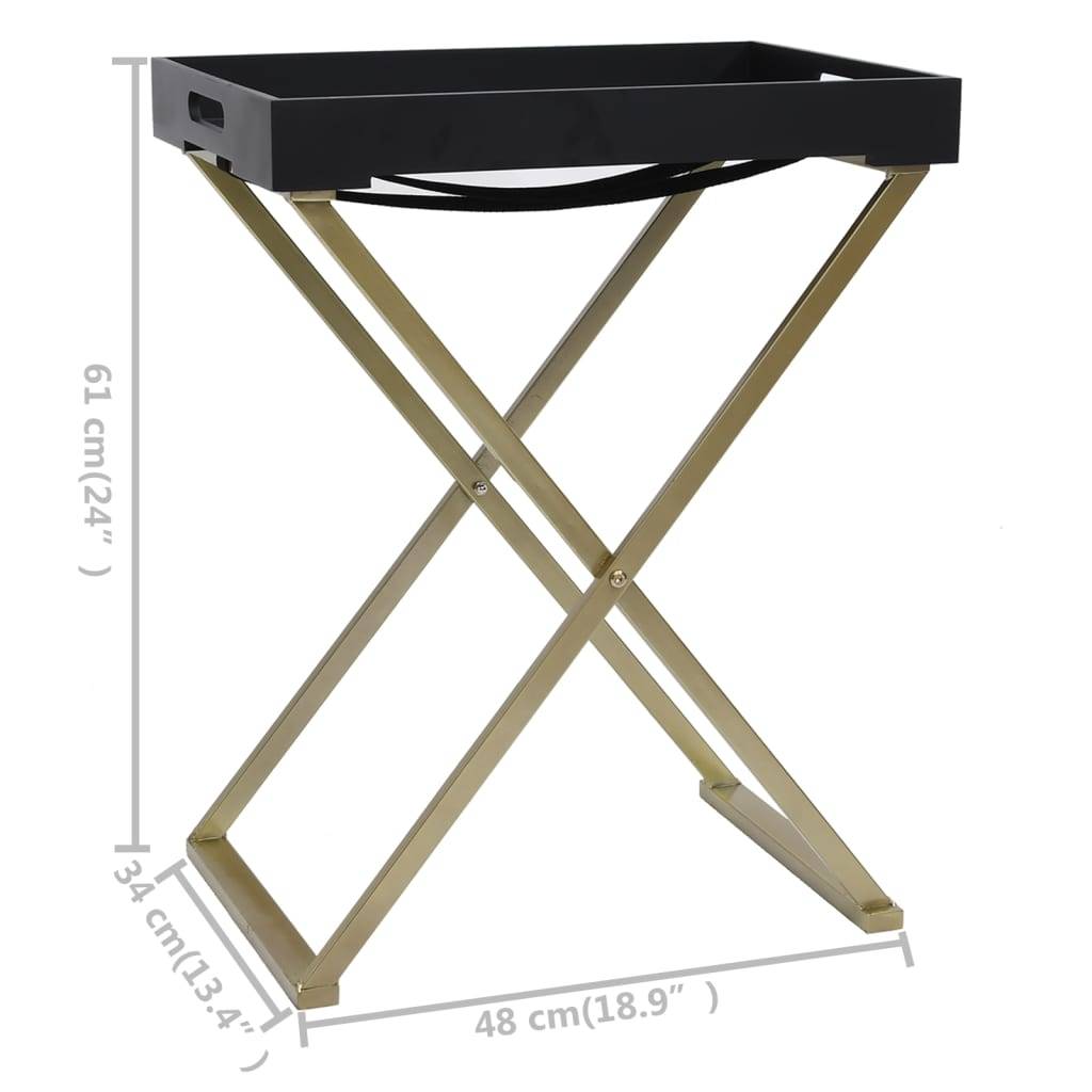 vidaXL Klapptisch Golden und Schwarz 48x34x61 cm MDF