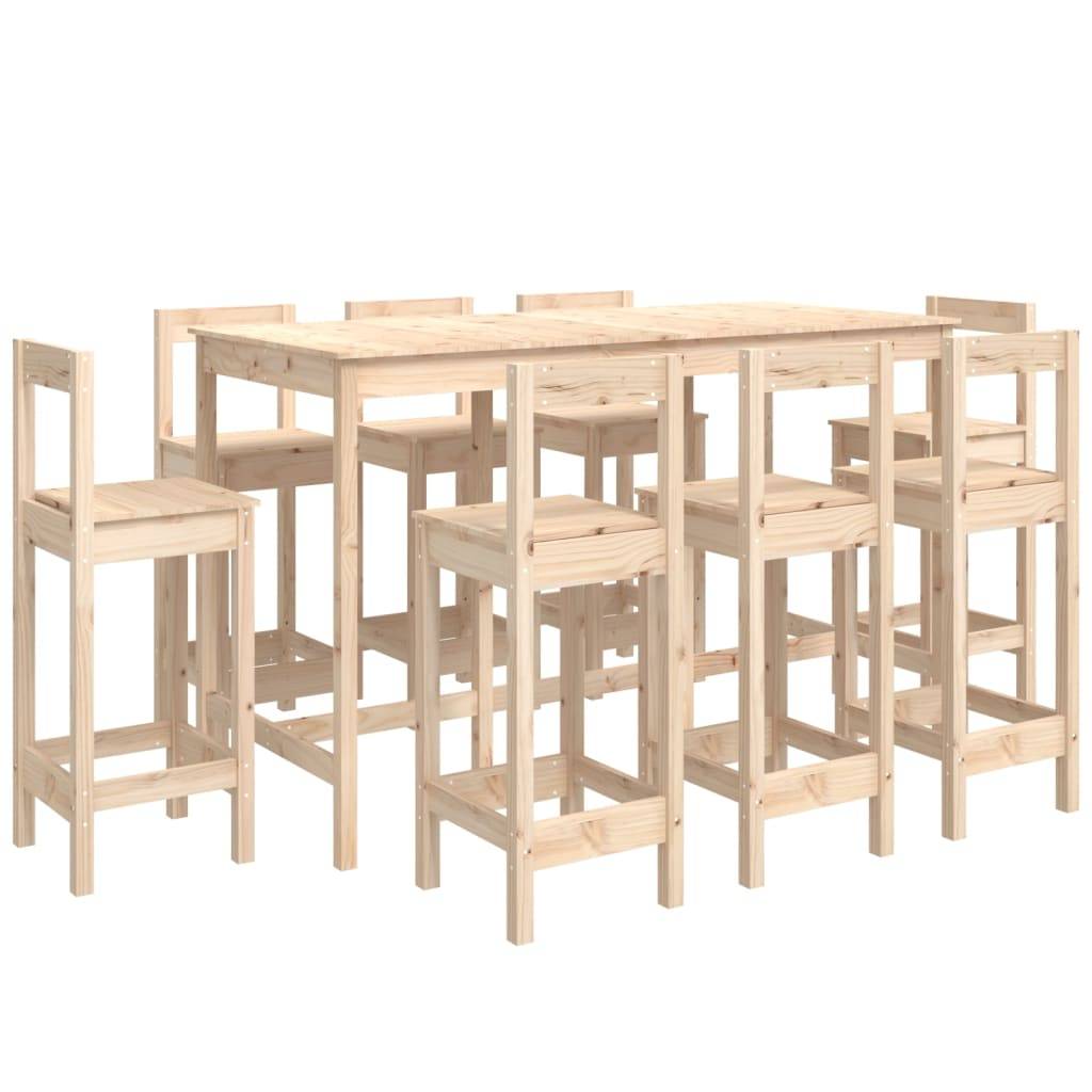 vidaXL 9-tlg. Bar-Set Massivholz Kiefer