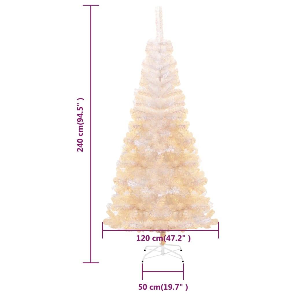 vidaXL Künstlicher Weihnachtsbaum Schillernde Spitzen Weiß 240 cm PVC