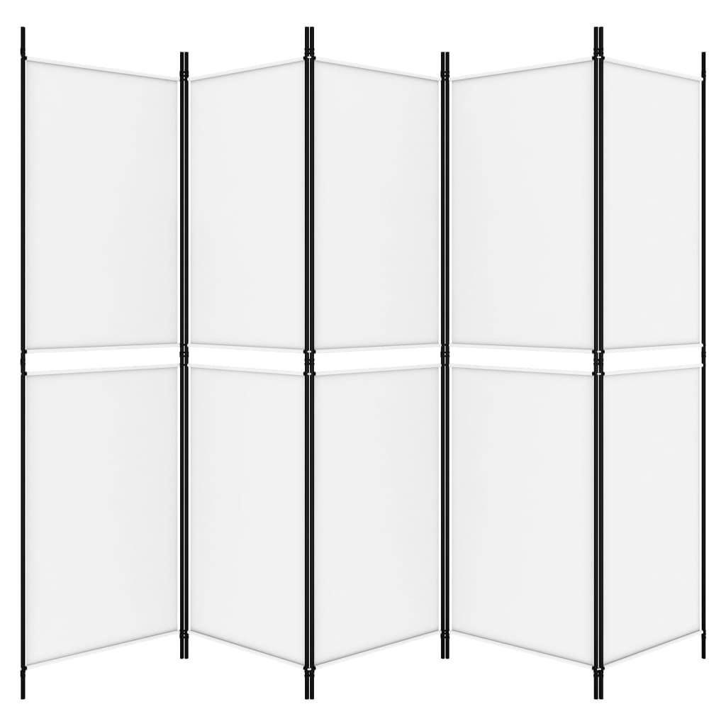vidaXL 5-tlg. Paravent Weiß 250x180 cm Stoff
