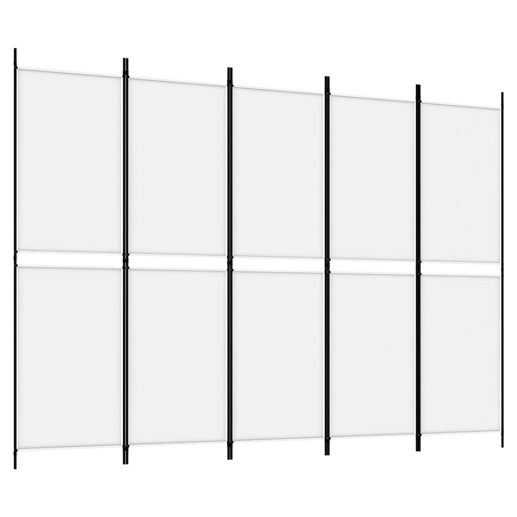 vidaXL 5-tlg. Paravent Weiß 250x180 cm Stoff