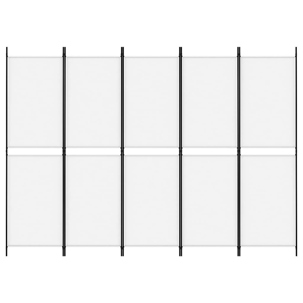vidaXL 5-tlg. Paravent Weiß 250x180 cm Stoff
