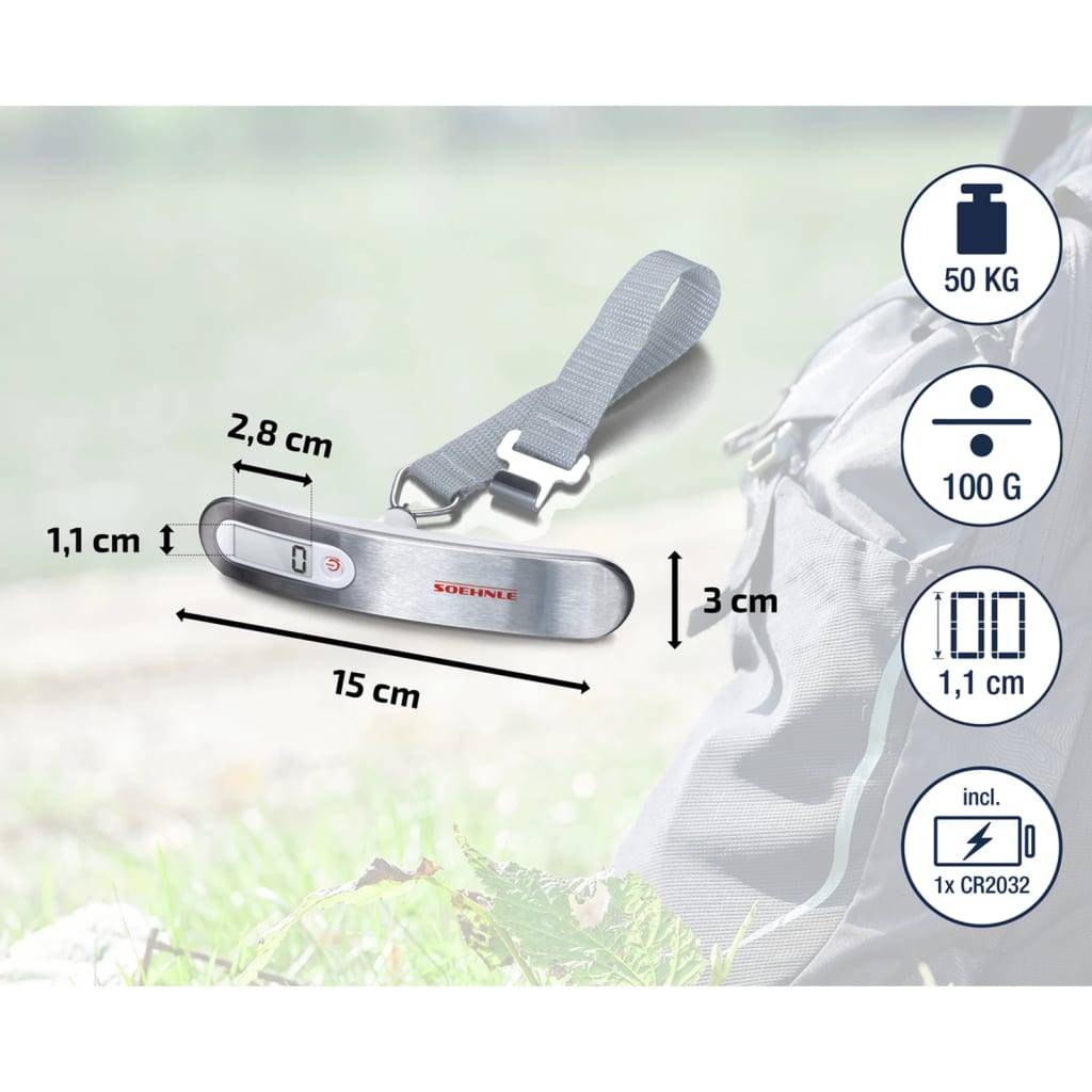 Soehnle Kofferwaage Tragbar Digital 50 kg Silbern