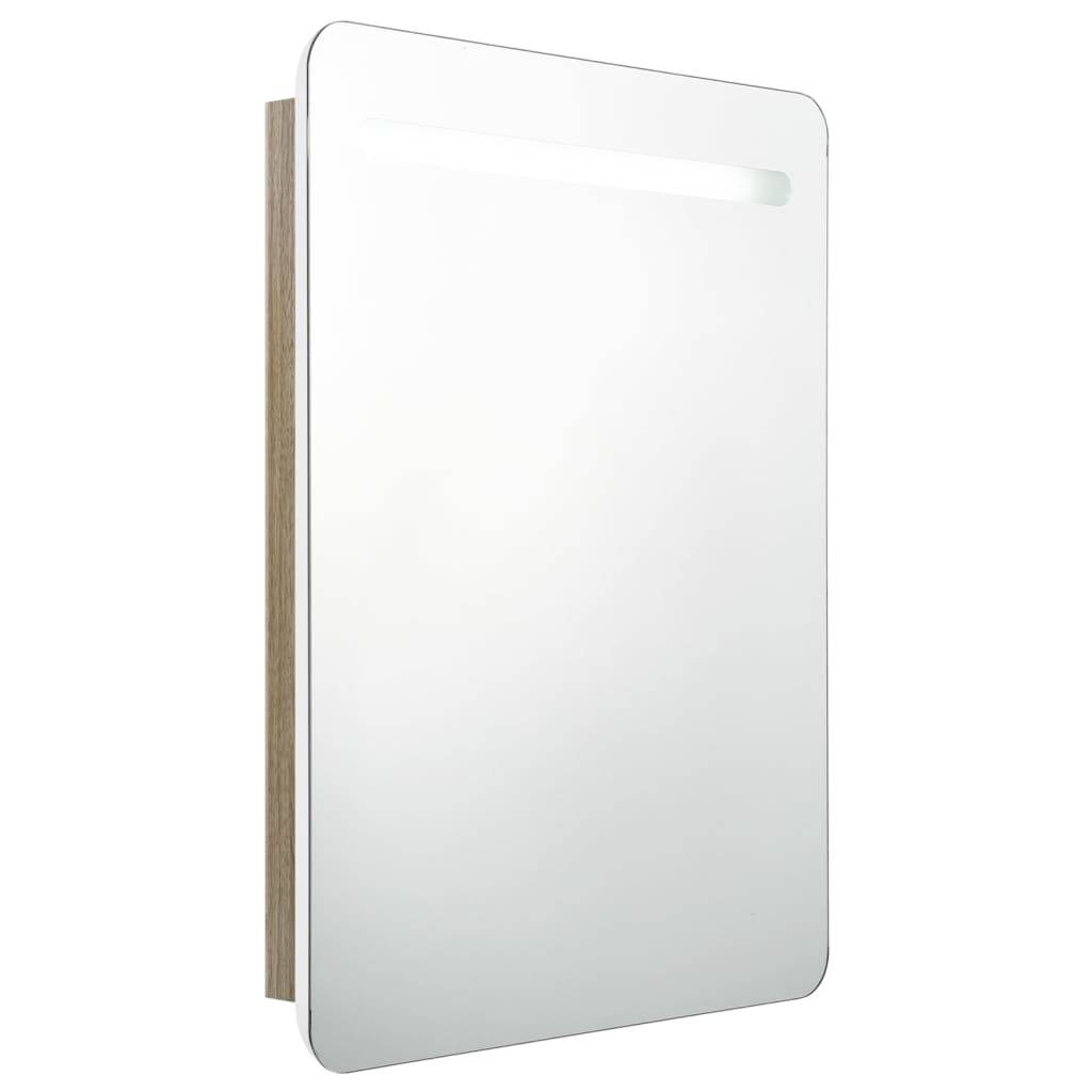 vidaXL LED-Bad-Spiegelschrank Weiß und Eichen-Optik 60x11x80 cm