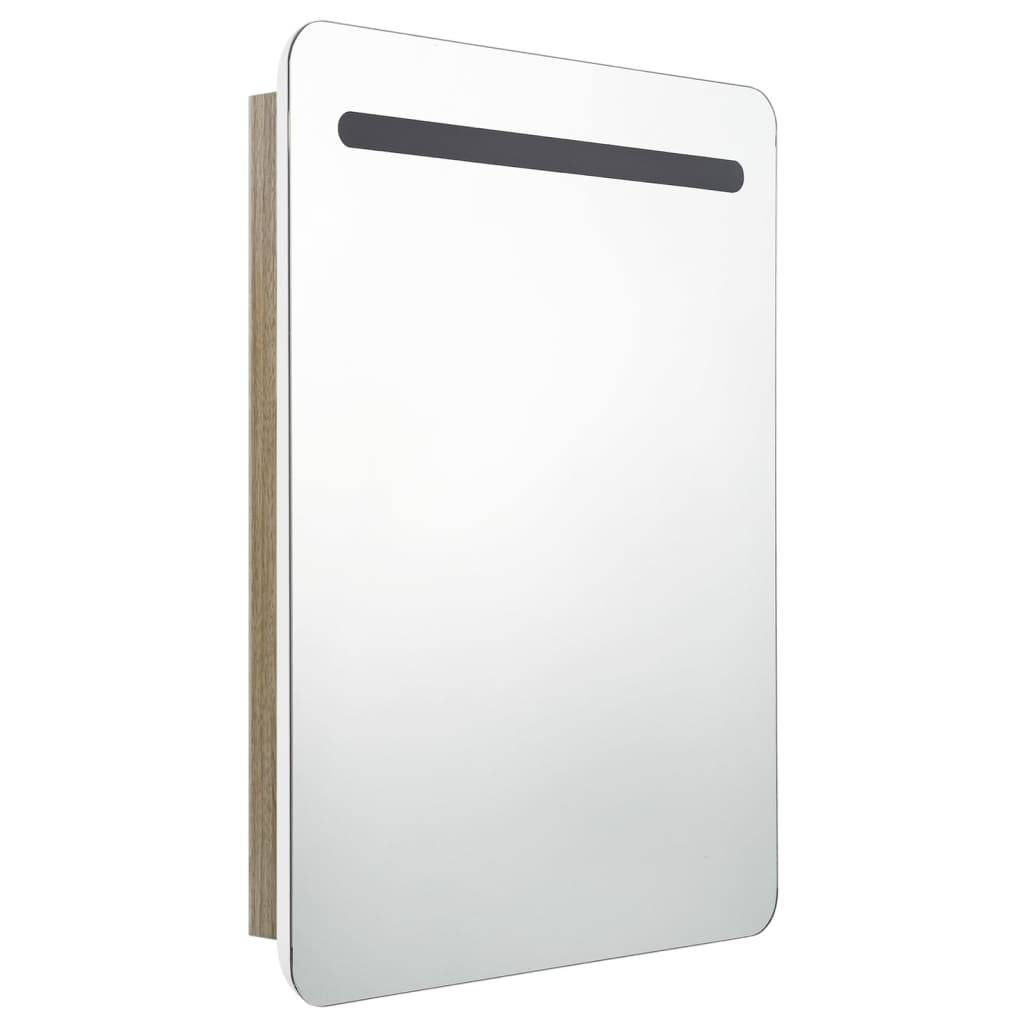 vidaXL LED-Bad-Spiegelschrank Weiß und Eichen-Optik 60x11x80 cm
