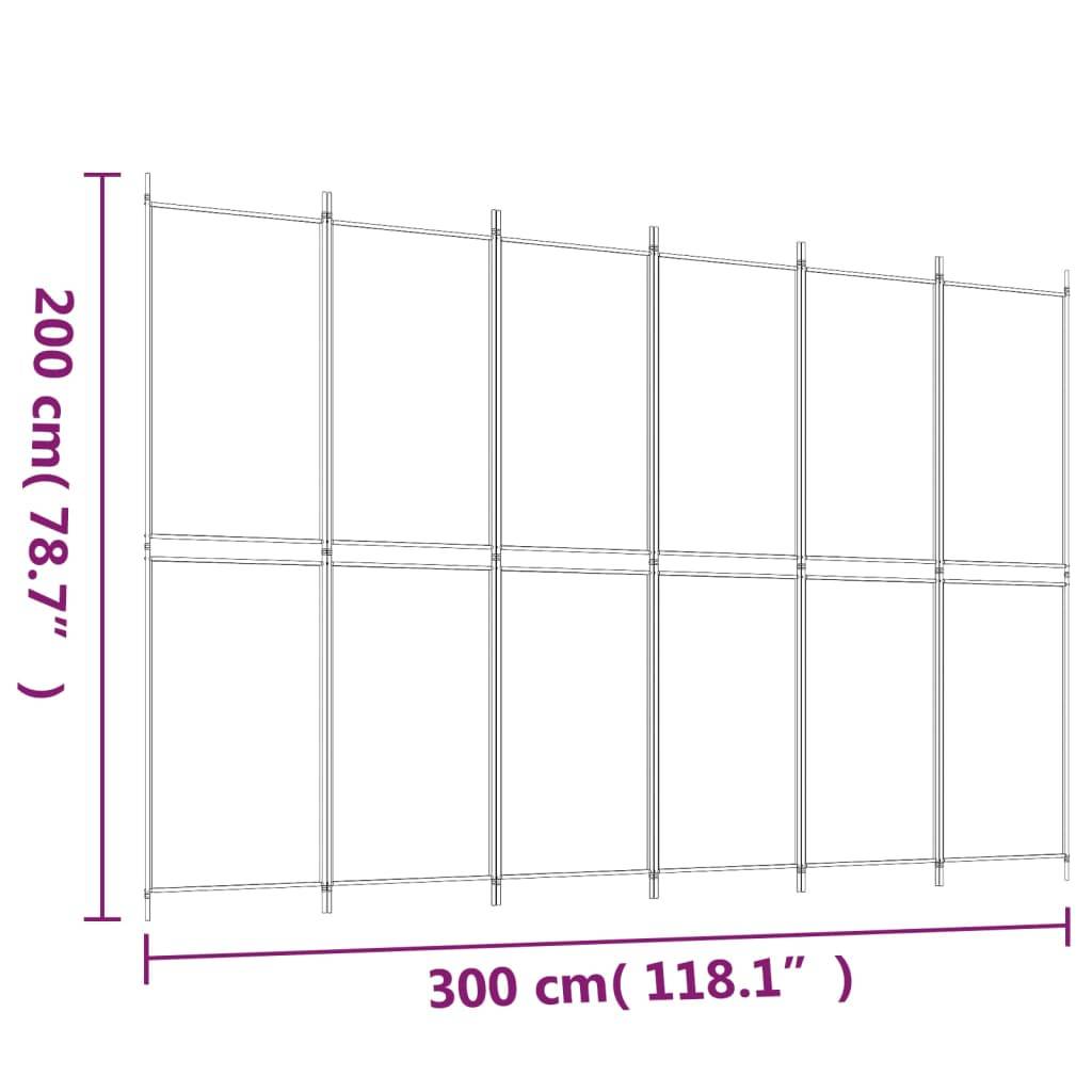 vidaXL 6-tlg. Paravent Schwarz 300x200 cm Stoff