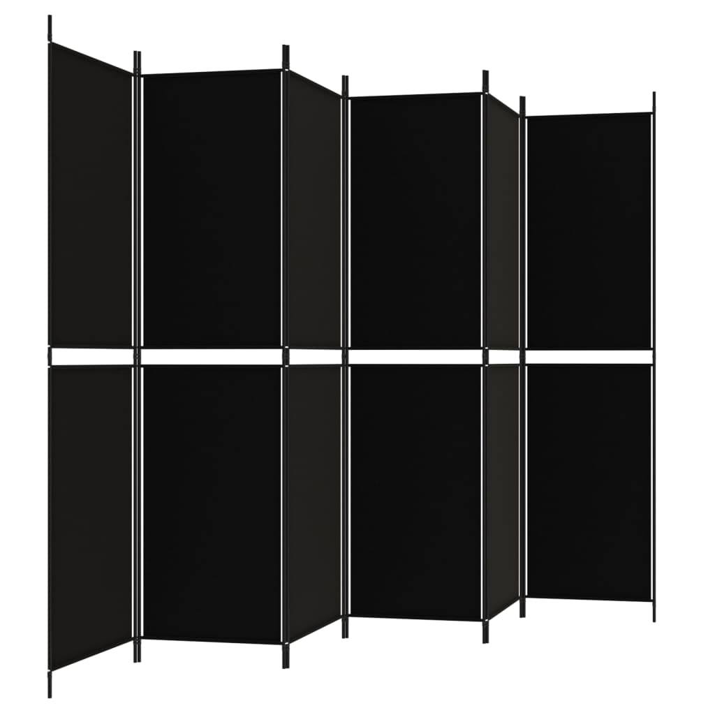 vidaXL 6-tlg. Paravent Schwarz 300x200 cm Stoff