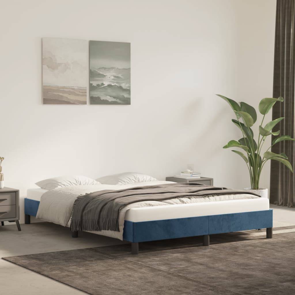 vidaXL Bettgestell ohne Matratze Dunkelblau 140x200 cm Samt
