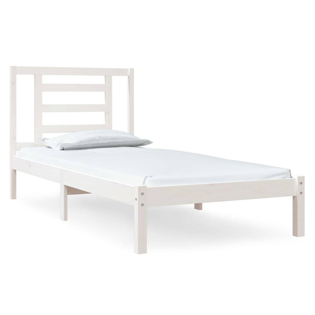 vidaXL Massivholzbett ohne Matratze Weiß 90x200 cm Kiefernholz