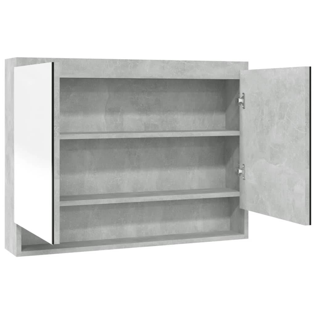 vidaXL Spiegelschrank fürs Bad 80x15x60 cm MDF Betongrau