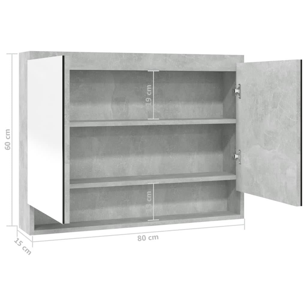 vidaXL Spiegelschrank fürs Bad 80x15x60 cm MDF Betongrau