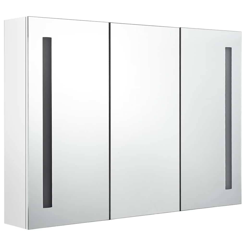 vidaXL LED-Spiegelschrank fürs Bad 89x14x62 cm Glänzend Weiß