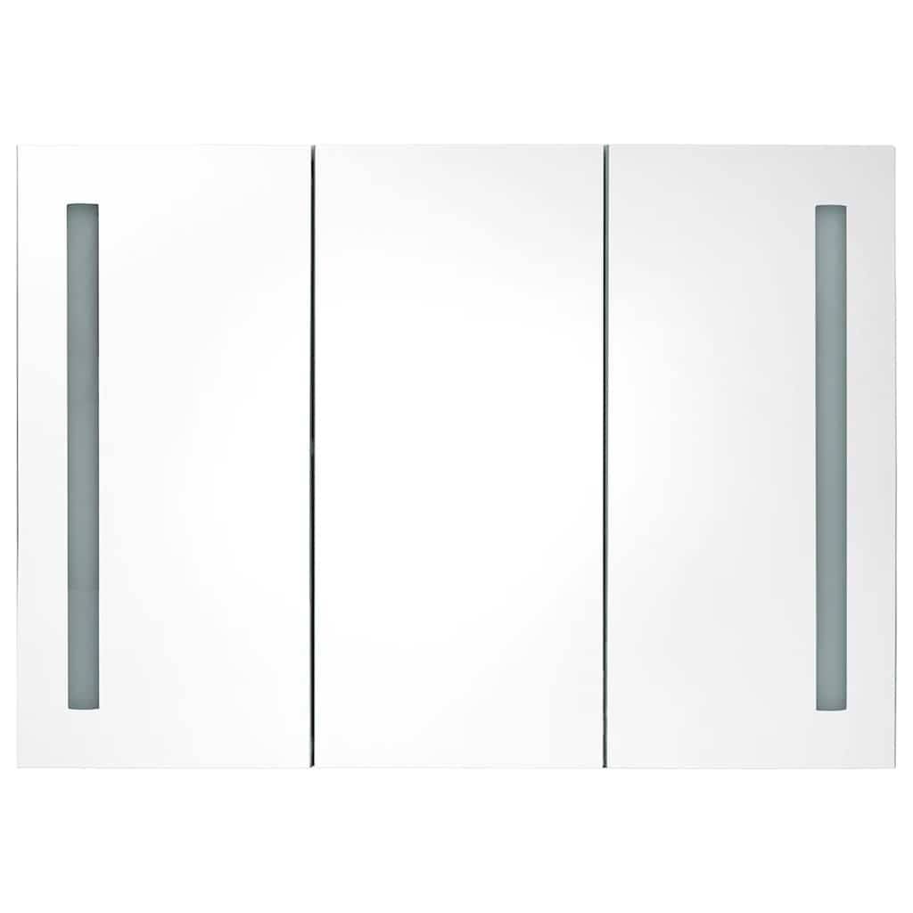 vidaXL LED-Spiegelschrank fürs Bad 89x14x62 cm Glänzend Weiß