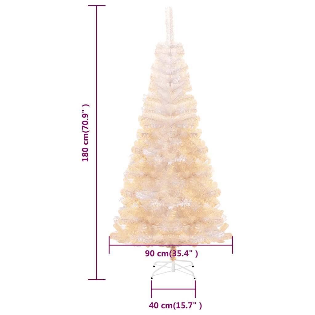 vidaXL Künstlicher Weihnachtsbaum Schillernde Spitzen Weiß 180 cm PVC