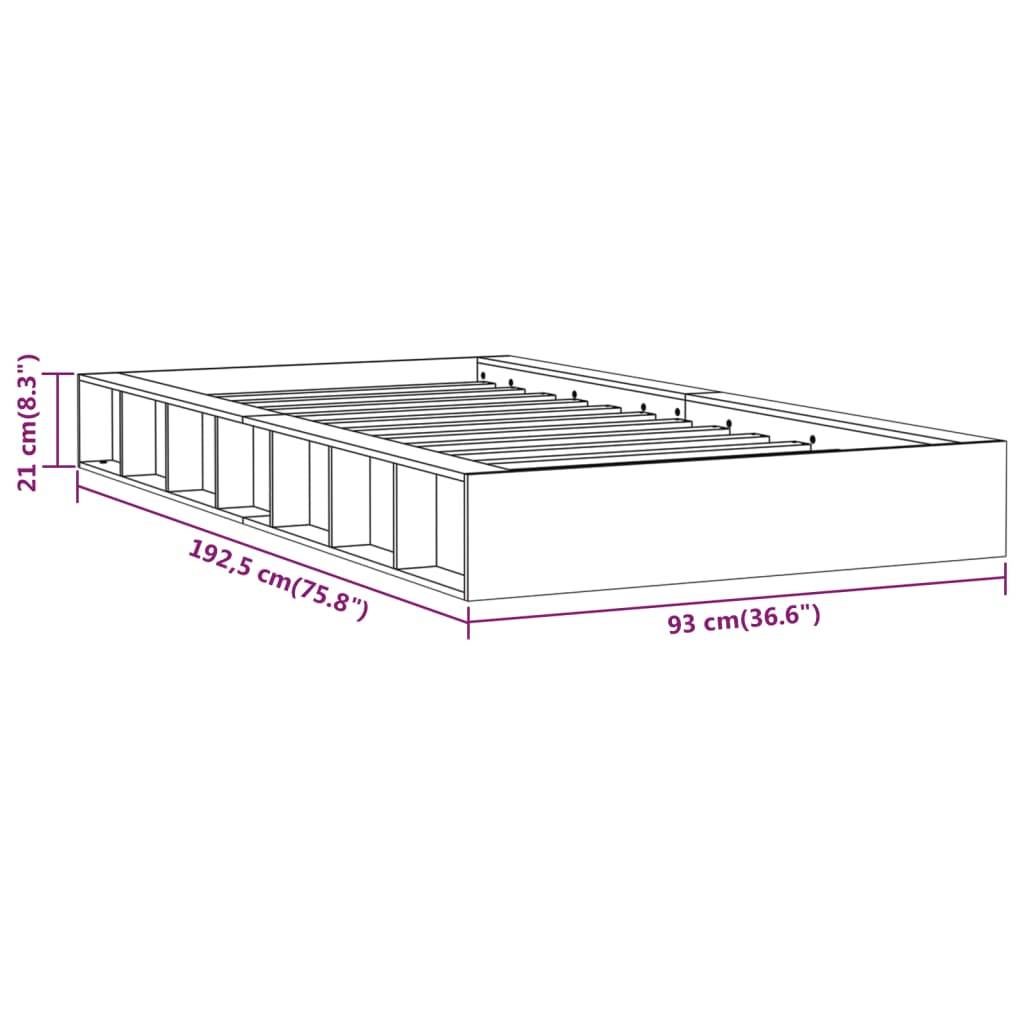 vidaXL Massivholzbett Schwarz 75x190 cm