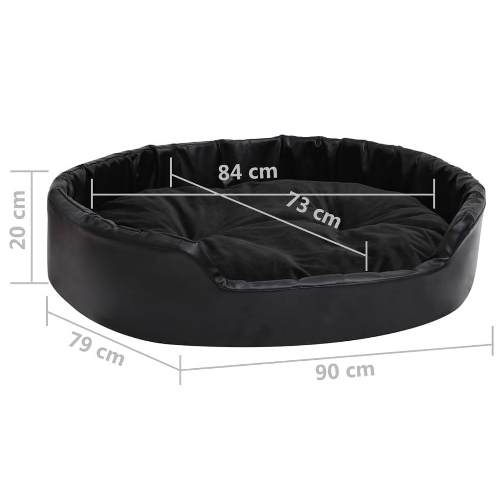 vidaXL Hundebett Schwarz 90x79x20 cm Plüsch und Kunstleder