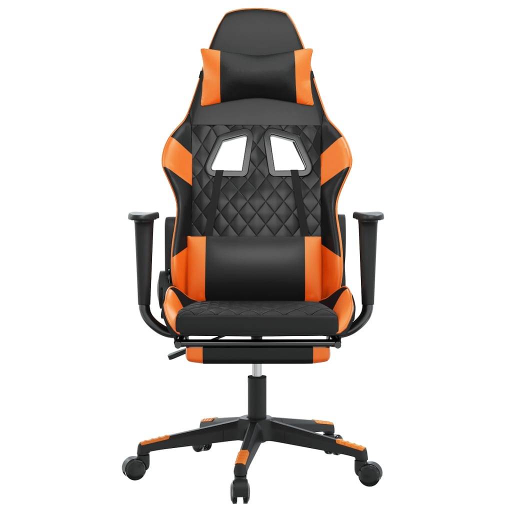 vidaXL Gaming-Stuhl mit Fußstütze Schwarz und Orange Kunstleder