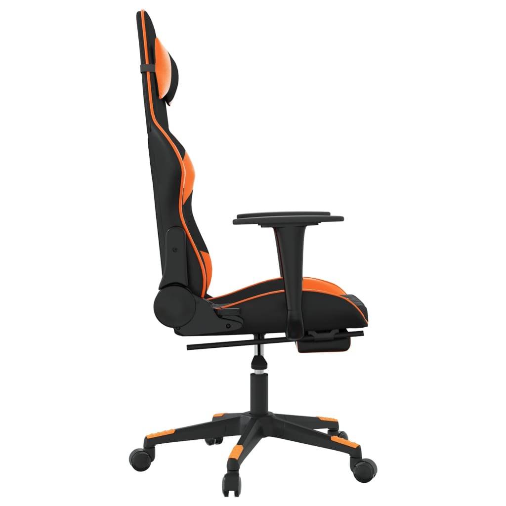 vidaXL Gaming-Stuhl mit Fußstütze Schwarz und Orange Kunstleder