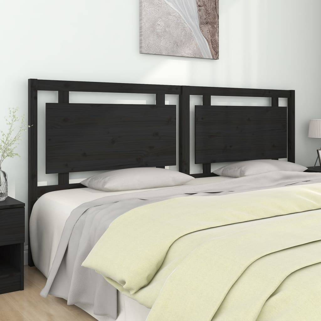 vidaXL Kopfteil Schwarz 205,5x4x100 cm Massivholz Kiefer