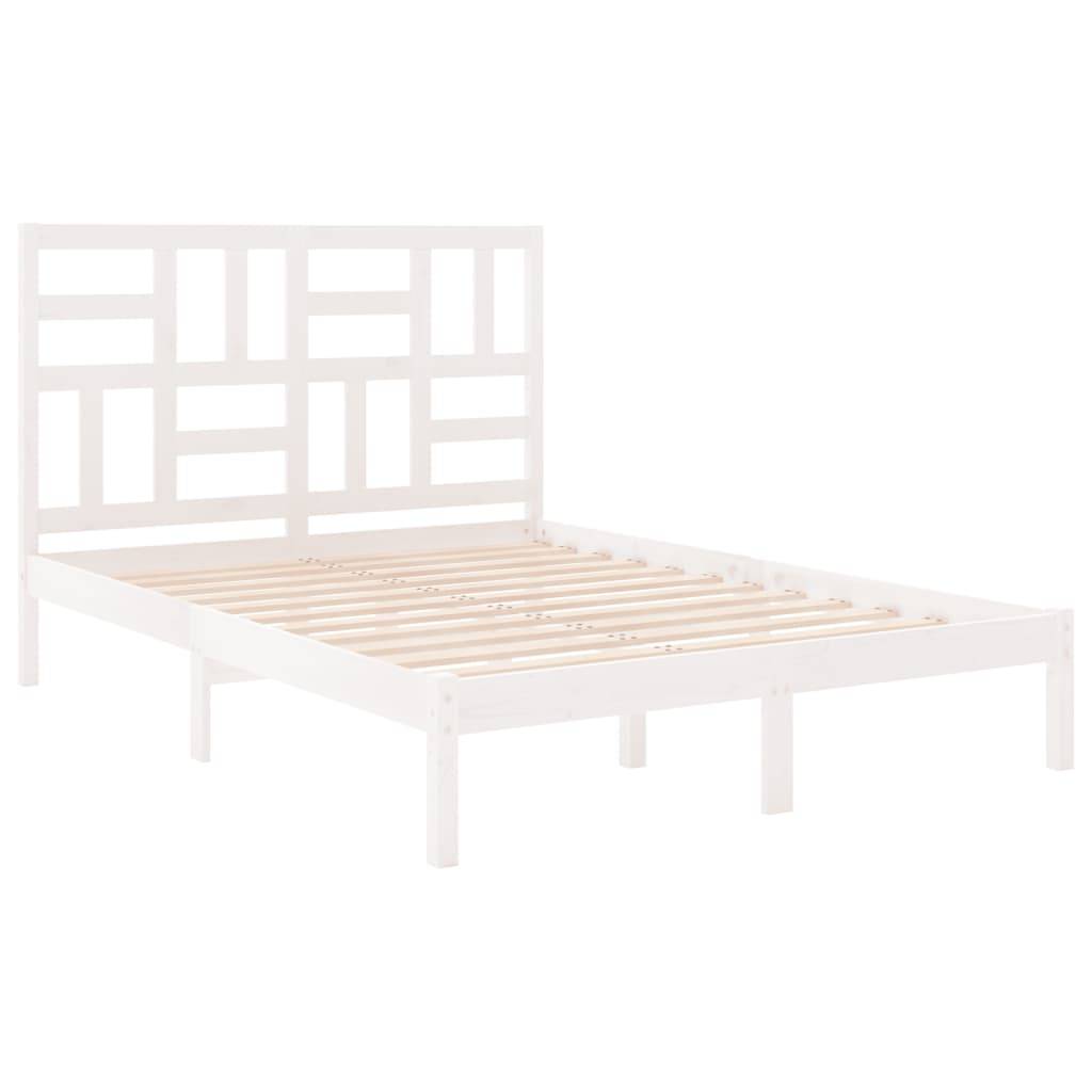 vidaXL Massivholzbett Weiß 160x200 cm