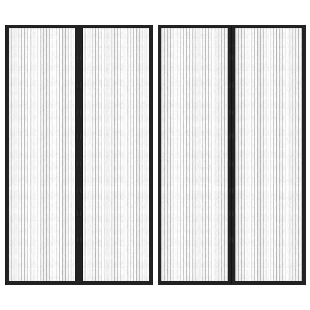 vidaXL Fliegengitter-Türvorhänge 2 Stk. Magnet Schwarz 200x80 cm