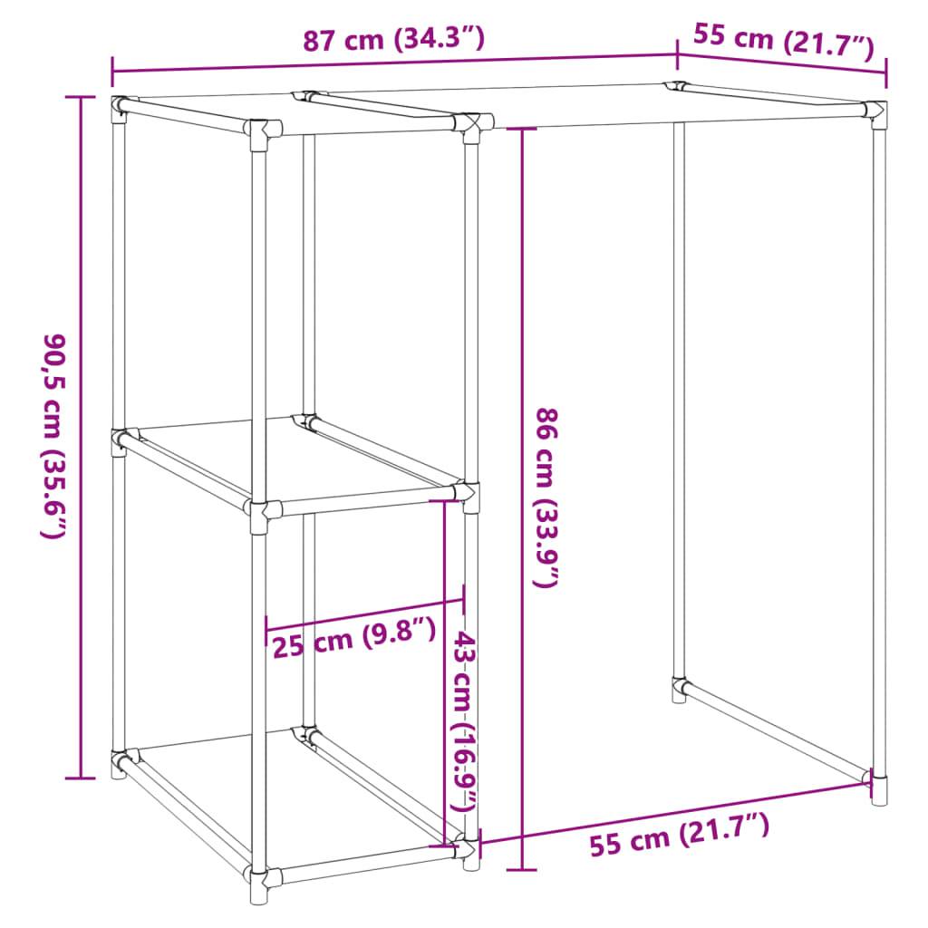 vidaXL Waschmaschinenregal Schwarz 87x55x90,5 cm Eisen