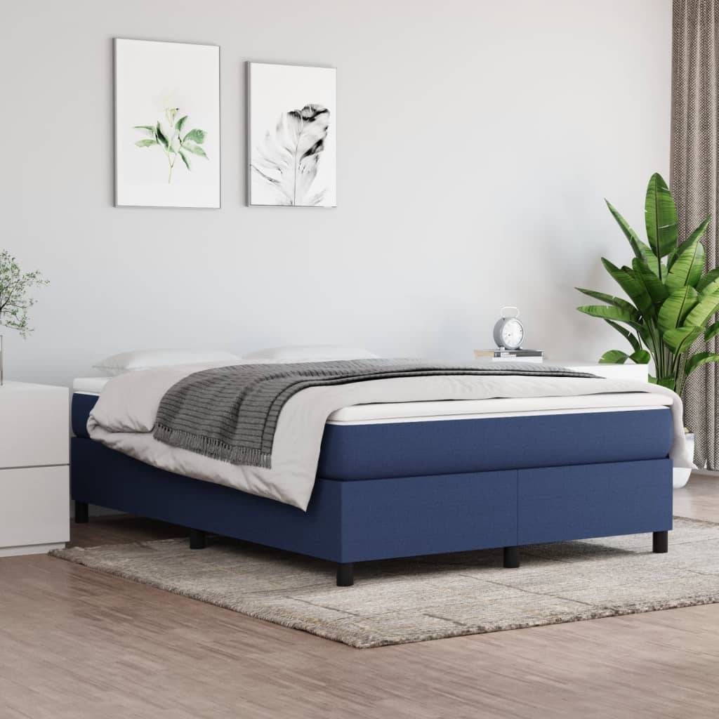 vidaXL Boxspringbett mit Matratze Blau 140x200 cm Stoff
