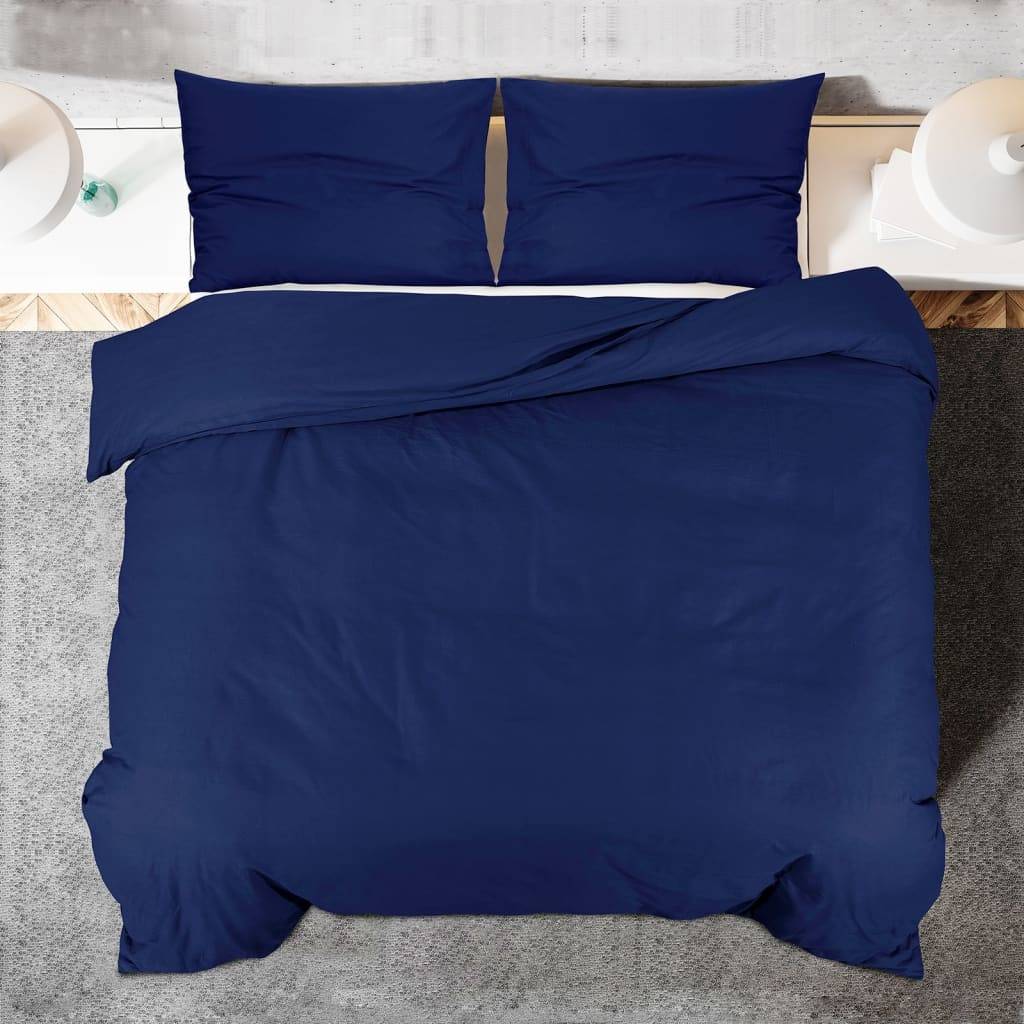 vidaXL Bettwäsche-Set Marineblau 200x200 cm Baumwolle