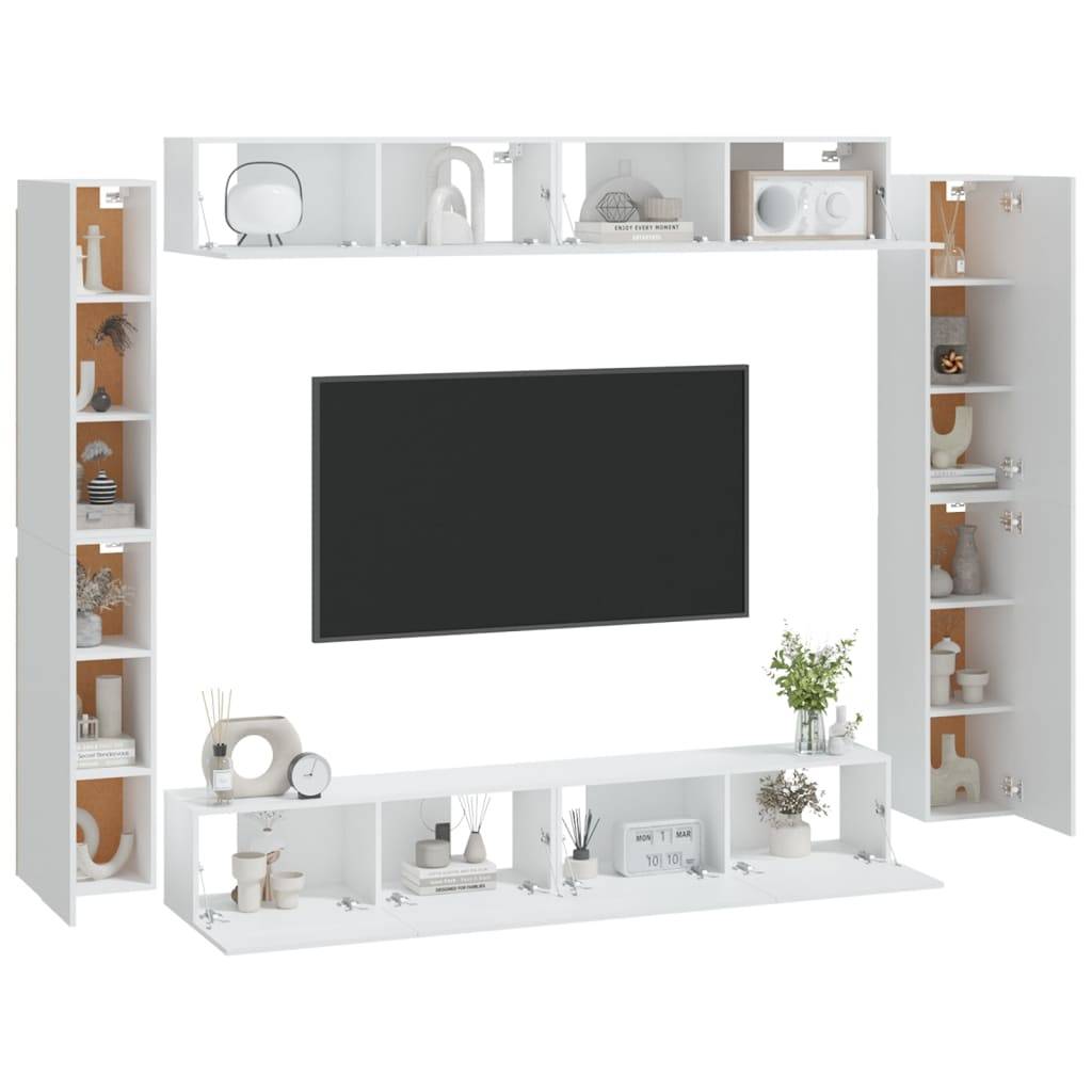 vidaXL 8-tlg. TV-Schrank-Set Weiß Holzwerkstoff