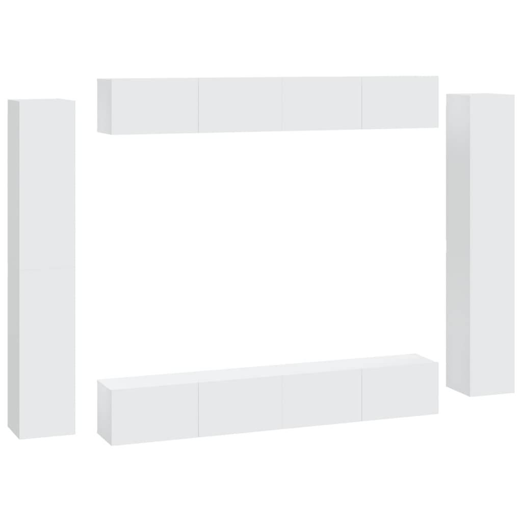 vidaXL 8-tlg. TV-Schrank-Set Weiß Holzwerkstoff