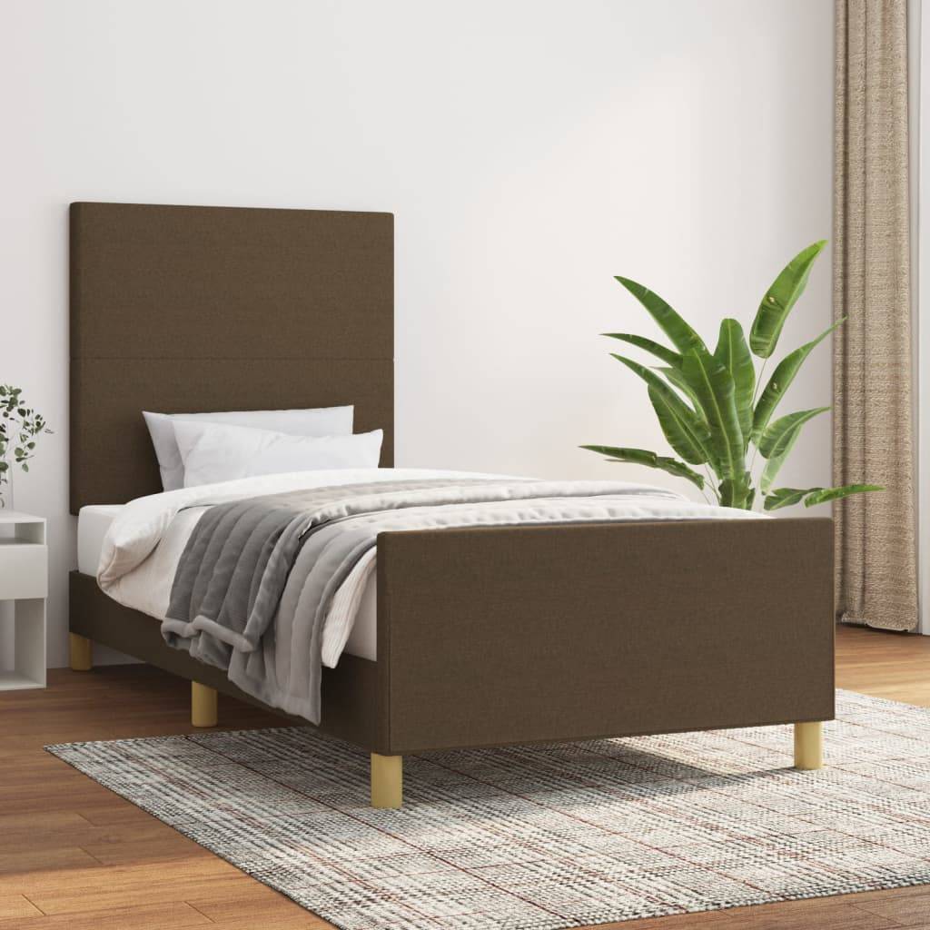vidaXL Bettgestell ohne Matratze Dunkelbraun 90x190 cm Stoff