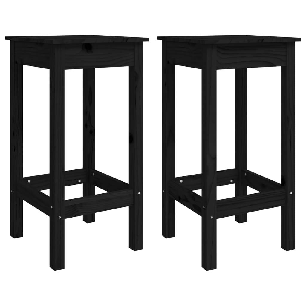 vidaXL Barstühle 2 Stk. Schwarz 40x40x78 cm Massivholz Kiefer