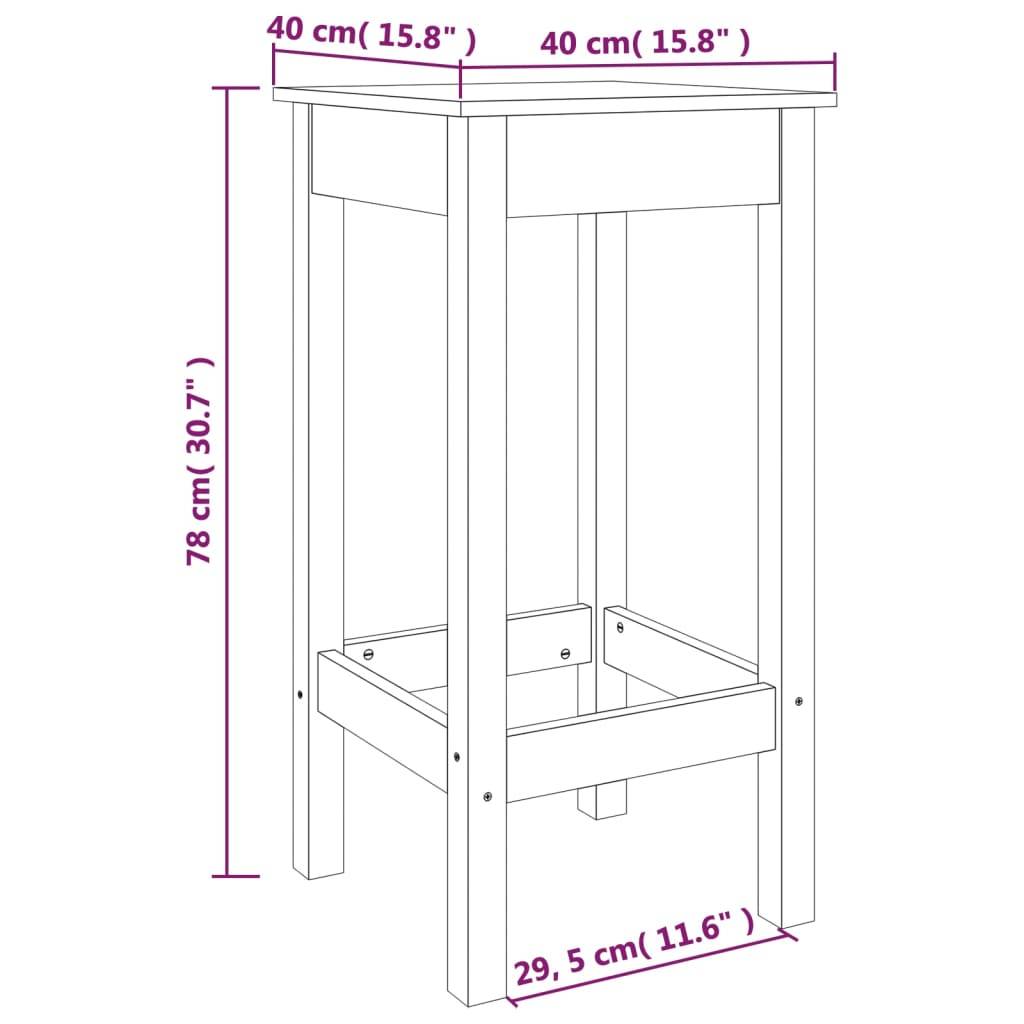 vidaXL Barstühle 2 Stk. Schwarz 40x40x78 cm Massivholz Kiefer