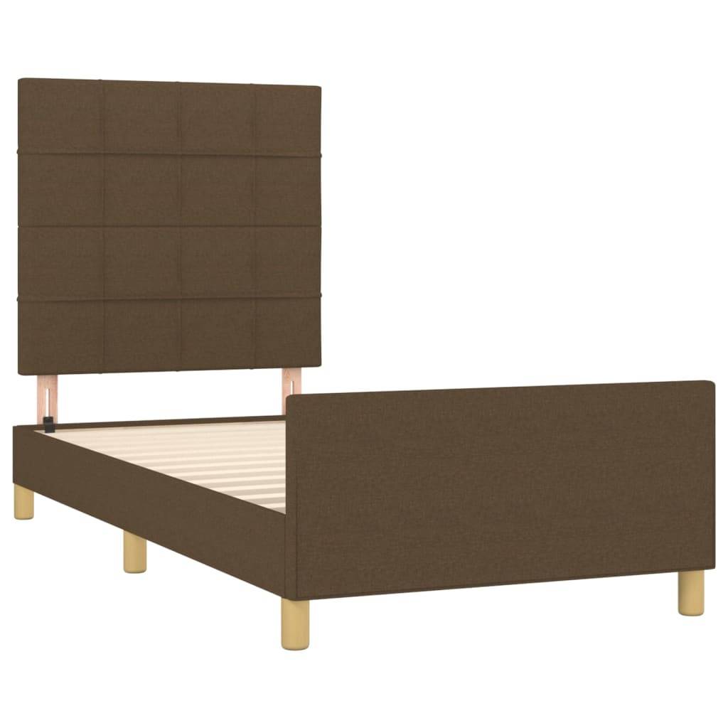 vidaXL Bettgestell ohne Matratze Dunkelbraun 90x190 cm Stoff