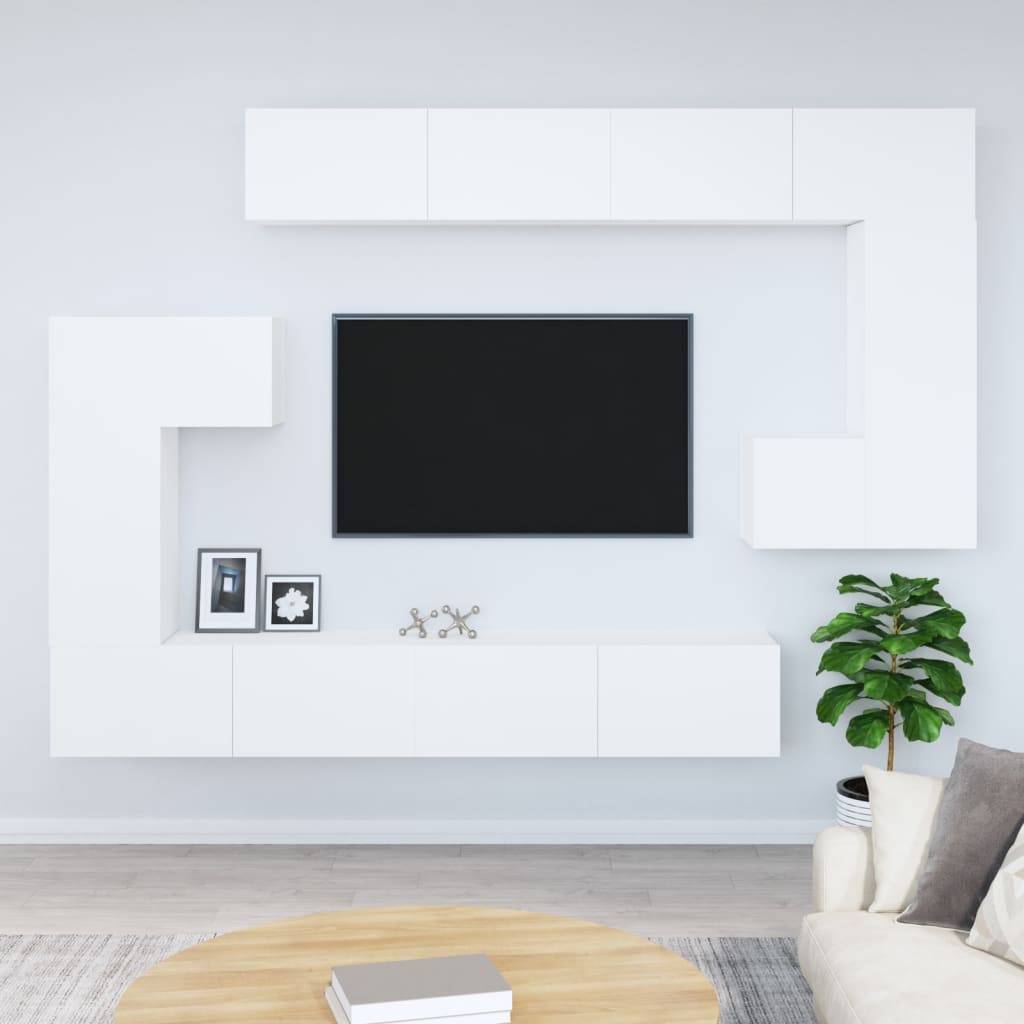 vidaXL TV-Wandschrank Weiß Holzwerkstoff