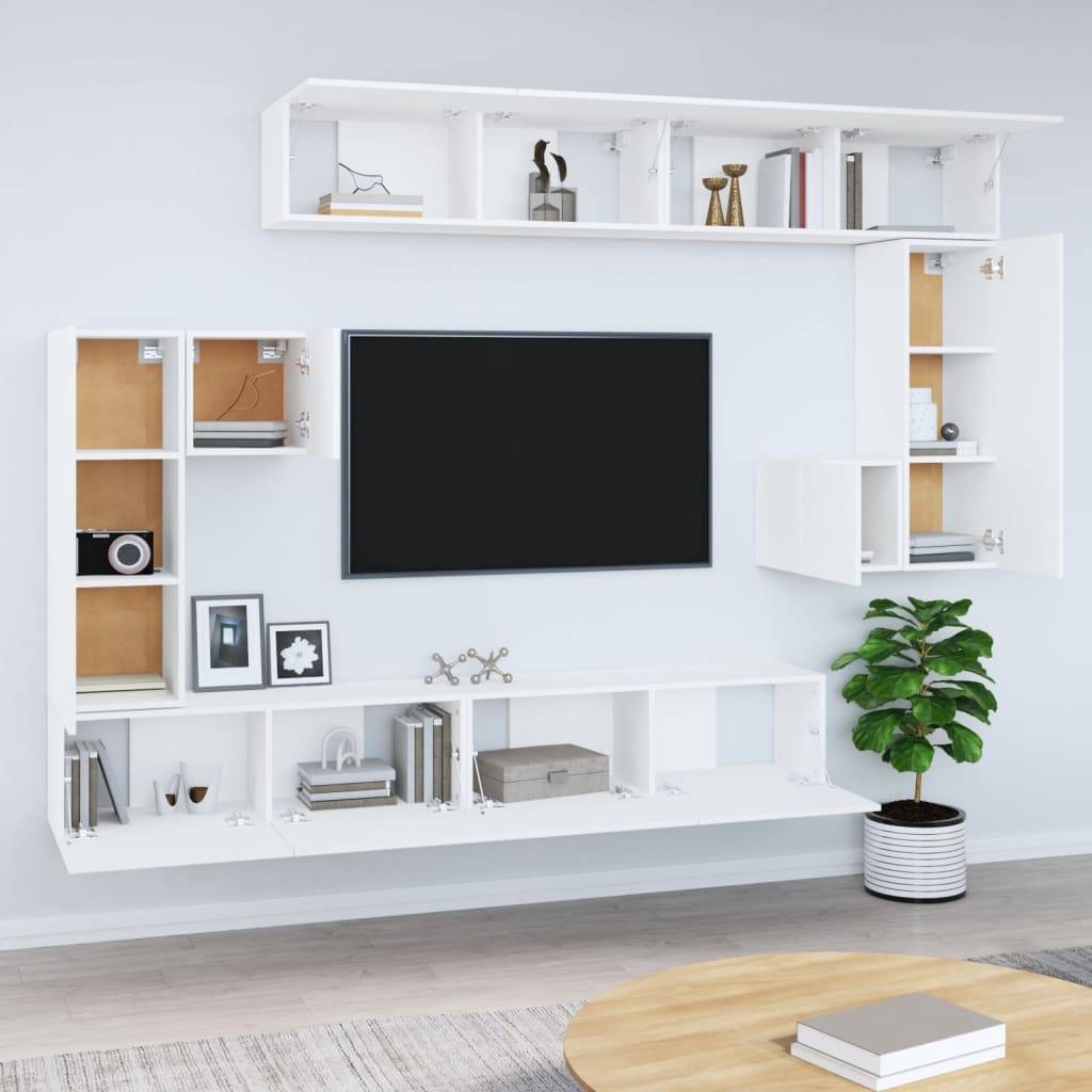 vidaXL TV-Wandschrank Weiß Holzwerkstoff