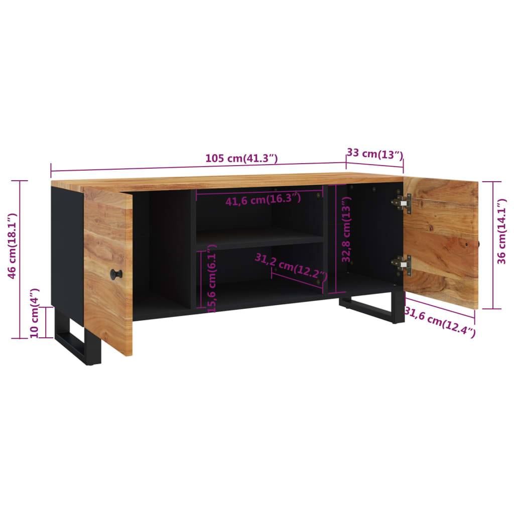vidaXL TV-Schrank 105x33x46 cm Massivholz Akazie