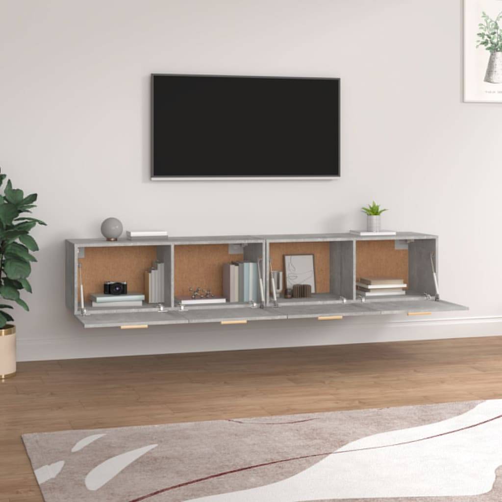 vidaXL Wandschränke 2 Stk. Betongrau 100x36,5x35 cm Holzwerkstoff