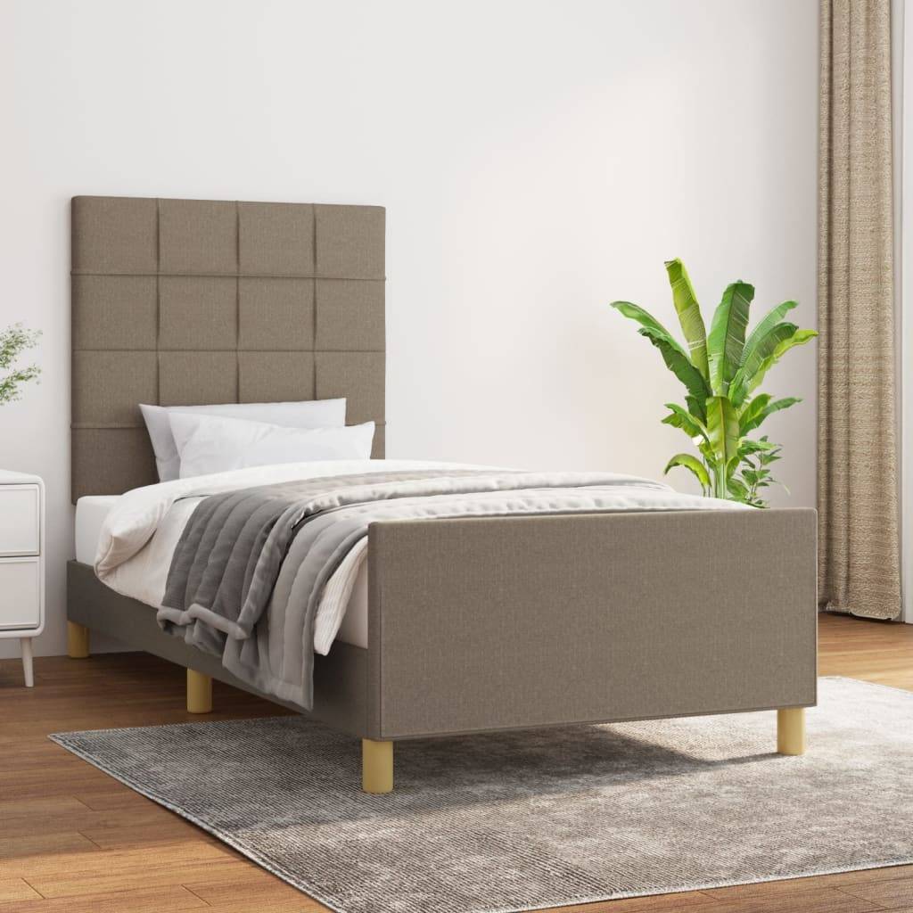 vidaXL Bettgestell ohne Matratze Taupe 100x200 cm Stoff