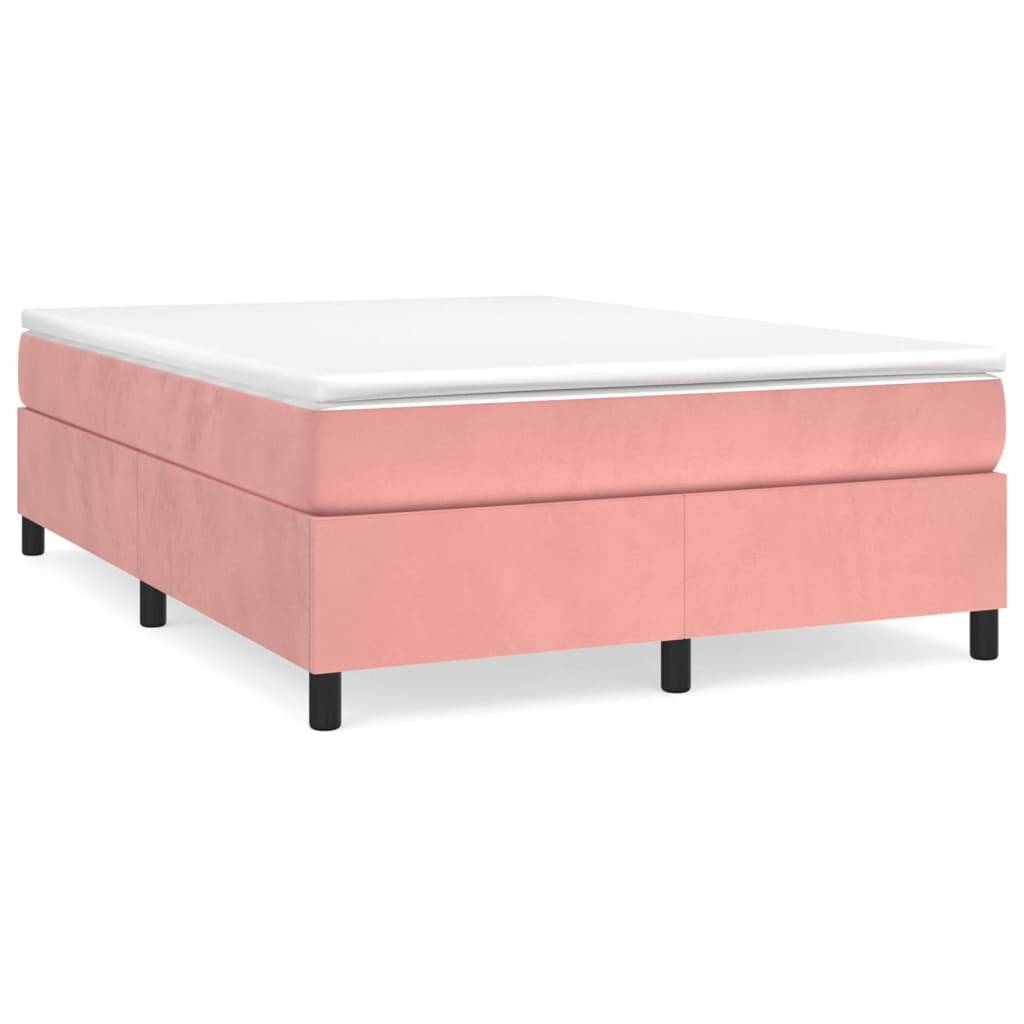 vidaXL Boxspringbett mit Matratze Rosa 140x190 cm Samt