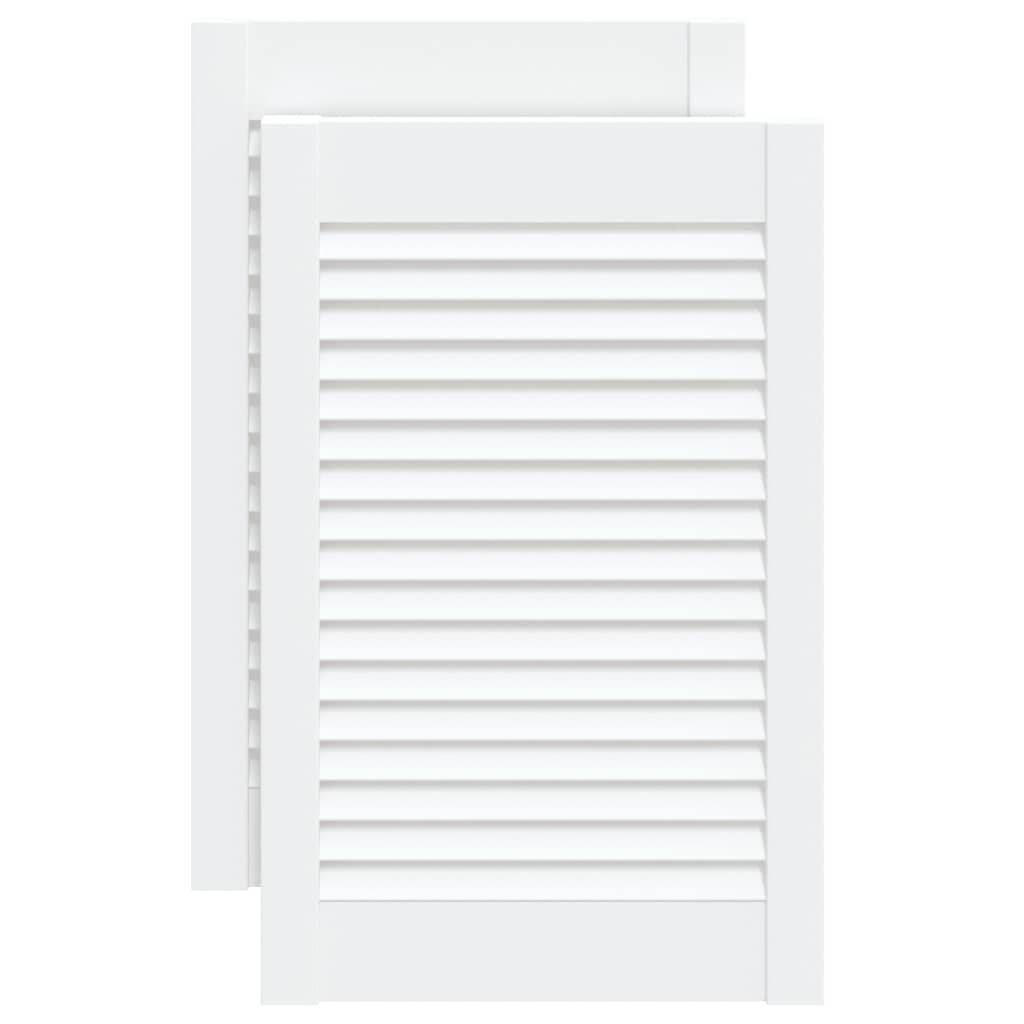 vidaXL Schranktüren Lamellen-Design 2 Stk Weiß 61,5x39,4 cm Massivholz