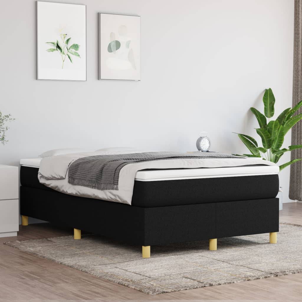 vidaXL Boxspringbett mit Matratze Schwarz 120x200 cm Stoff