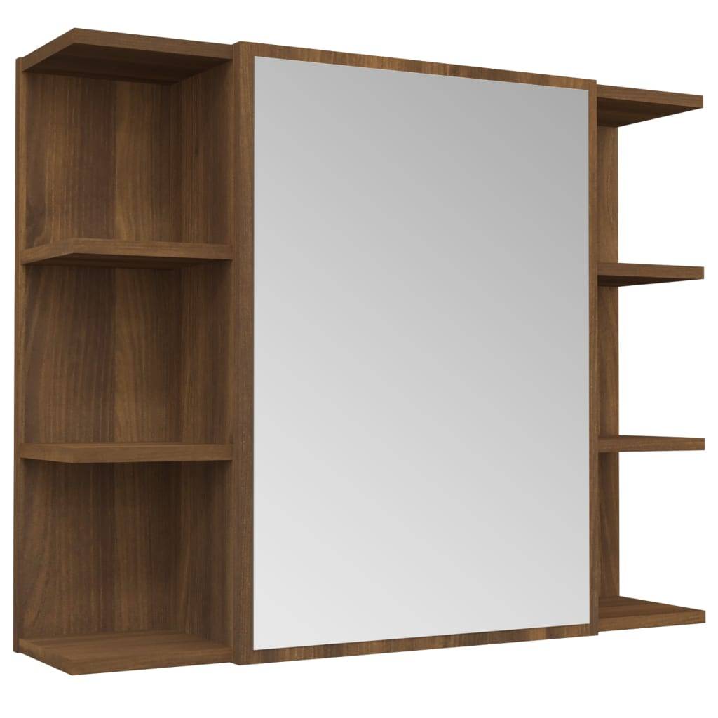 vidaXL Bad-Spiegelschrank Braun Eiche-Optik 80x20,5x64cm Holzwerkstoff